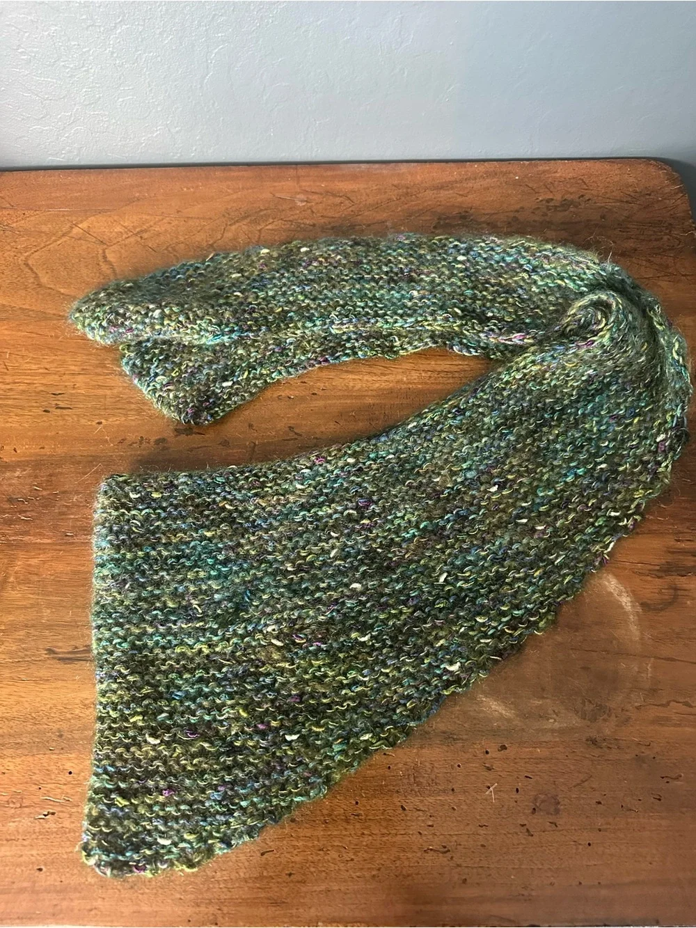 Handcrafted cashmere Green Multi-Tone Knit Wrap Scarf - Women Accessories